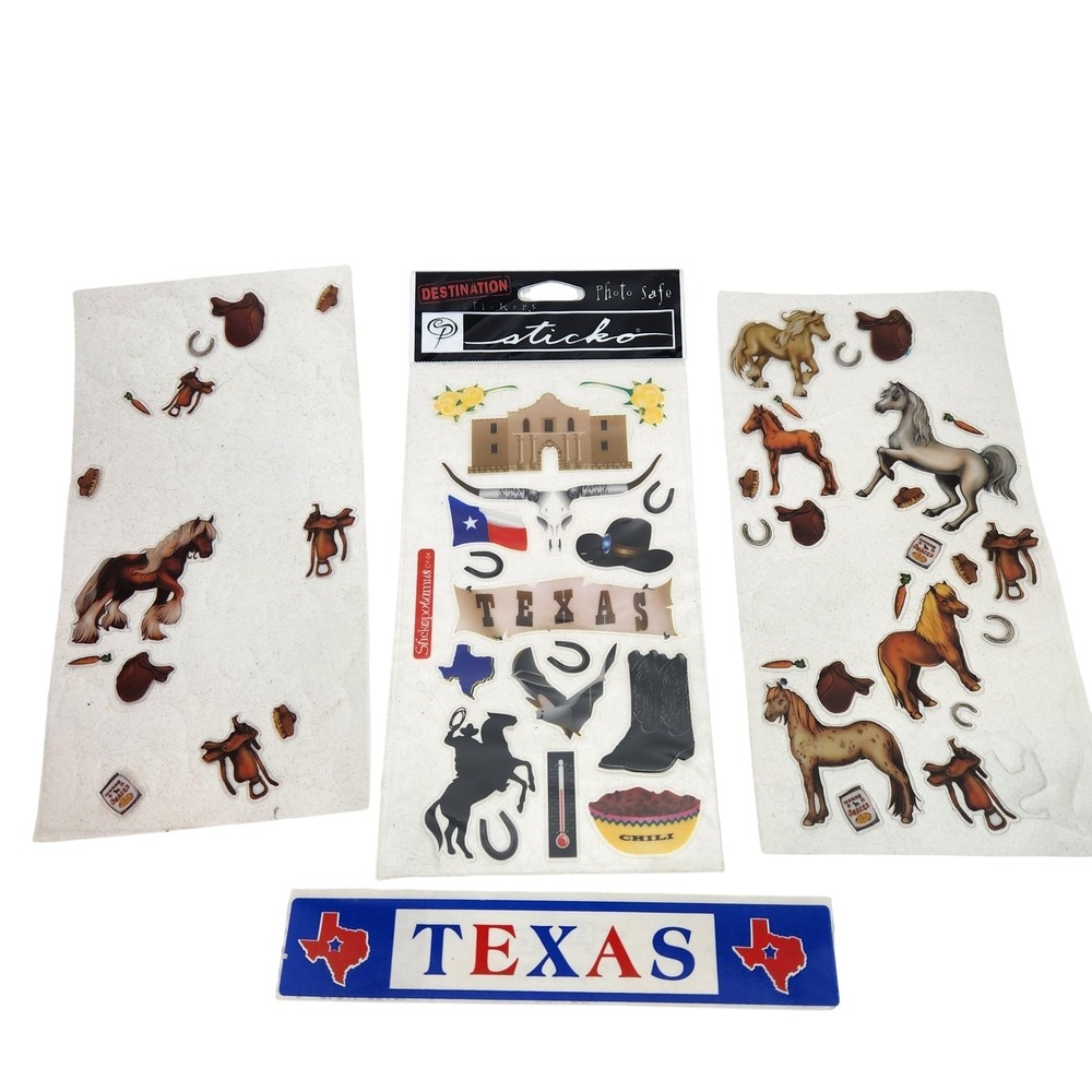 Texas Cowboy Dimensional Stickers Lot Sticko Horses SRM Strip Multi-Color Set